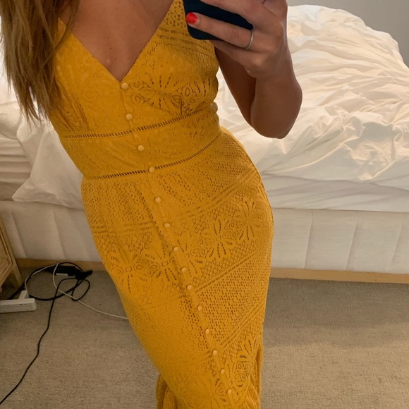 Lulu’s Robyn Mustard Yellow Lace Dress - Picture 2 of 7